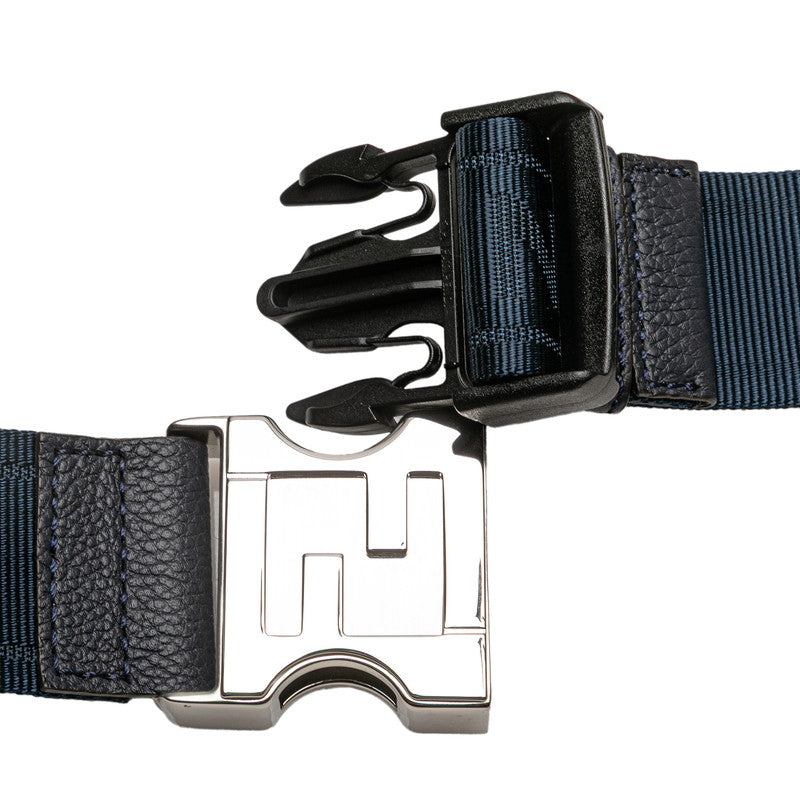 フェンディ ロゴ ボディバッグ ウエストバッグ 7VA562 ネイビー レザー レディース FENDI 【中古】