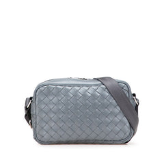 ボッテガヴェネタ イントレチャート 斜め掛け ショルダーバッグ グレー レザー レディース BOTTEGAVENETA 【中古】