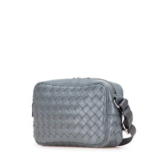 ボッテガヴェネタ イントレチャート 斜め掛け ショルダーバッグ グレー レザー レディース BOTTEGAVENETA 【中古】