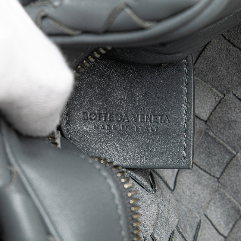 ボッテガヴェネタ イントレチャート 斜め掛け ショルダーバッグ グレー レザー レディース BOTTEGAVENETA 【中古】