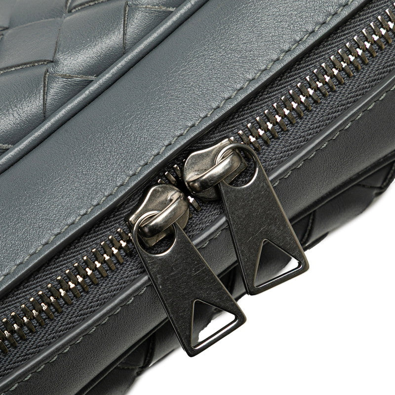 ボッテガヴェネタ イントレチャート 斜め掛け ショルダーバッグ グレー レザー レディース BOTTEGAVENETA 【中古】