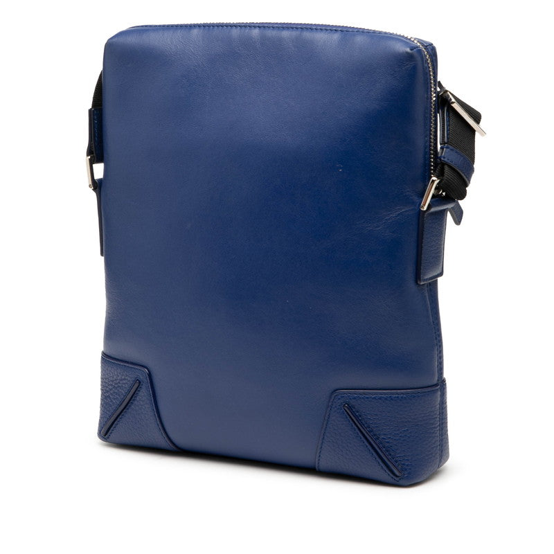 ディオール DIOR HOMME ディオール オム ショルダーバッグ ブルー ブラック レザー メンズ Dior 【中古】