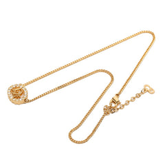 ディオール ロゴ ラインストーン ネックレス ゴールド メッキ レディース Dior 【中古】
