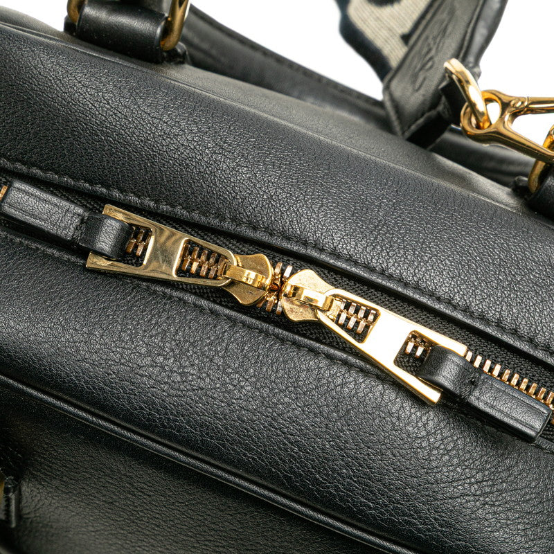 ロエベ アマソナ16 スクエア ハンドバッグ ショルダーバッグ 2WAY ブラック レザー レディース LOEWE 【中古】