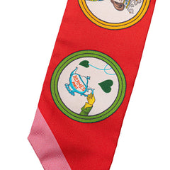 エルメス ツイリー TEA TIME ティータイム スカーフ レッド ピンク マルチカラー シルク レディース HERMES 【中古】