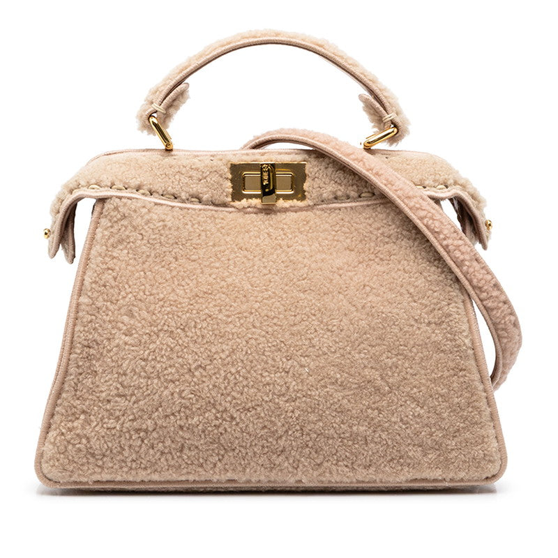 フェンディ ピーカブー アイシーユー スモール ハンドバッグ ショルダーバッグ 2WAY 8BN327 ベージュ ピンク ムートン レディース FENDI 中古