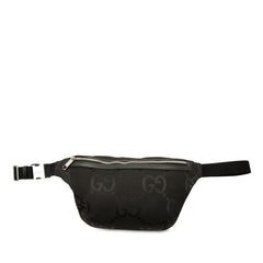 グッチ ジャンボGG ボディバッグ ウエストバッグ 696031 ブラック キャンバス レザー レディース GUCCI 中古