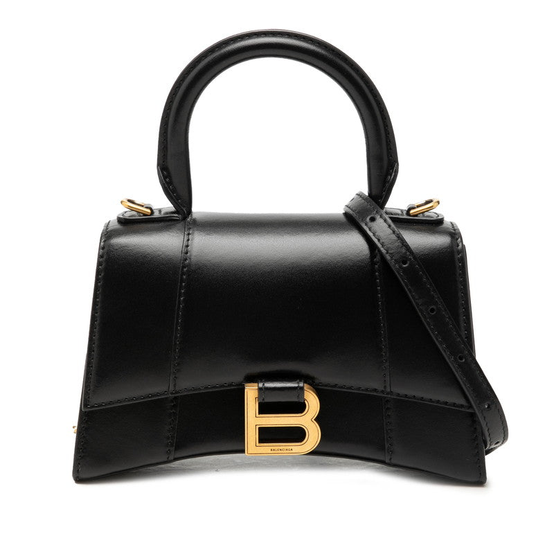 バレンシアガ アワーグラス ハンドバッグ ショルダーバッグ 2WAY 592833 ブラック レザー レディース BALENCIAGA 【中古】