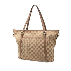 グッチ GGキャンバス トートバッグ 388929 ベージュ ブラウン キャンバス レザー レディース GUCCI 【中古】