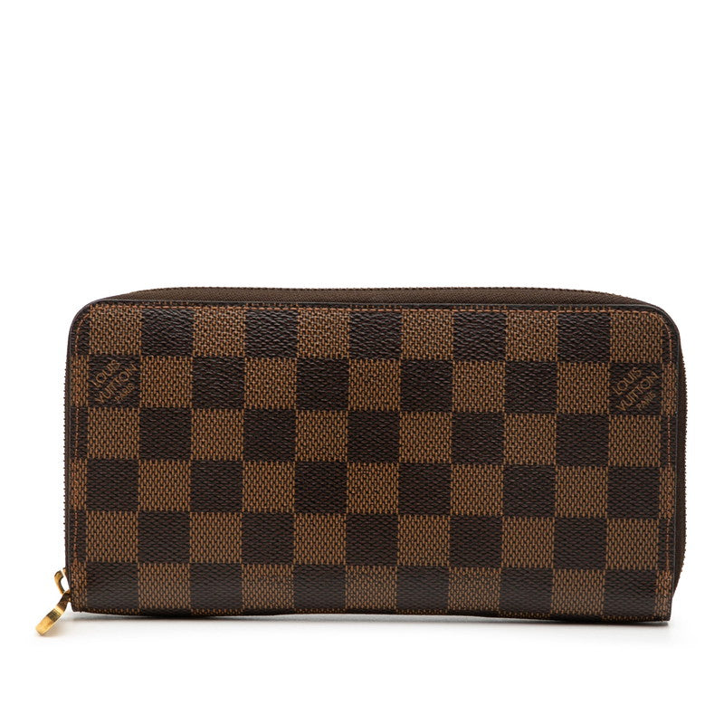 ルイ ヴィトン ダミエ ジッピーウォレット ラウンドファスナー 長財布 N41661 ブラウン PVC レザー レディース LOUIS VUITTON 【中古】