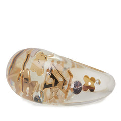 ルイ ヴィトン バーグ アンクルージョン リング 指輪 #M M65863 クリア 透明 ゴールド メッキ レジン レディース LOUIS VUITTON 【中古】