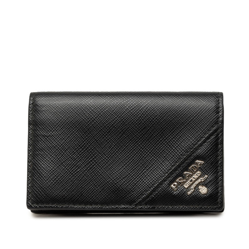プラダ ロゴ カードケース 名刺入れ ブラック サフィアーノレザー レディース PRADA 中古