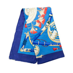 エルメス カレ90 DAIMYO PRINCES DU SOLEIL LEVANT 大名 日出る国の皇子 スカーフ ブルー マルチカラー シルク レディース HERMES 中古