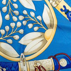エルメス カレ90 DAIMYO PRINCES DU SOLEIL LEVANT 大名 日出る国の皇子 スカーフ ブルー マルチカラー シルク レディース HERMES 中古