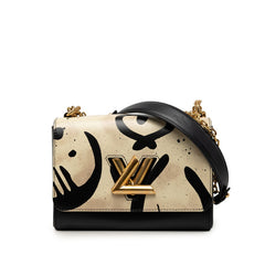 ルイ ヴィトン ツイストMM チェーン ショルダーバッグ M53232 ブラック アイボリー PVC レザー レディース LOUIS VUITTON 【中古】