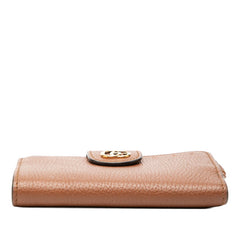 グッチ GGマーモント バンブー 二つ折り財布 ミディアムウォレット 739498 ブラウン レザー レディース GUCCI 【中古】