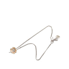 シャネル ココマーク クローバー ペンダント ネックレス シルバー ベージュ メタル ラインストーン レディース CHANEL 【中古】