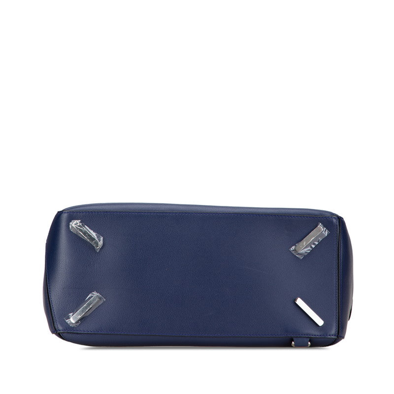 ロエベ アナグラム パズルバッグ ラージ ハンドバッグ ショルダーバッグ 2WAY ブルー ネイビー レザー レディース LOEWE 【中古】