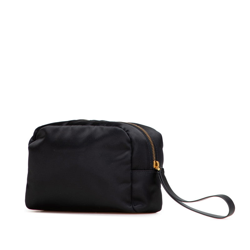 ヴァレンティノ Vロゴ ポーチ ブラック ナイロン レザー レディース VALENTINO 【中古】