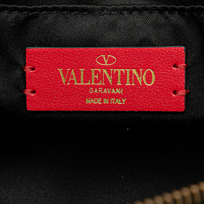 ヴァレンティノ Vロゴ ポーチ ブラック ナイロン レザー レディース VALENTINO 【中古】