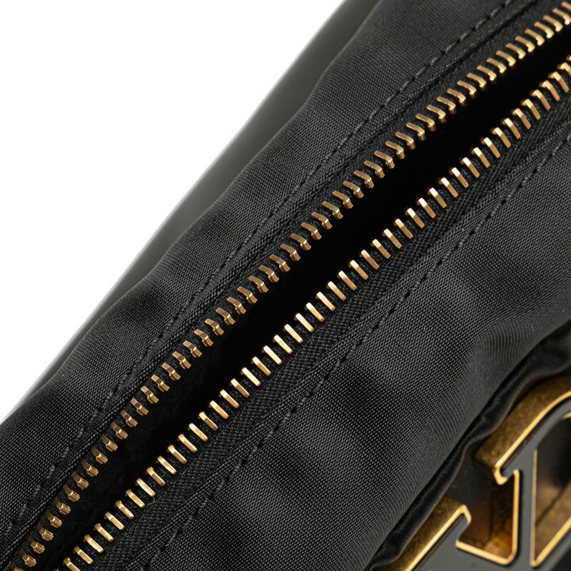 ヴァレンティノ Vロゴ ポーチ ブラック ナイロン レザー レディース VALENTINO 【中古】