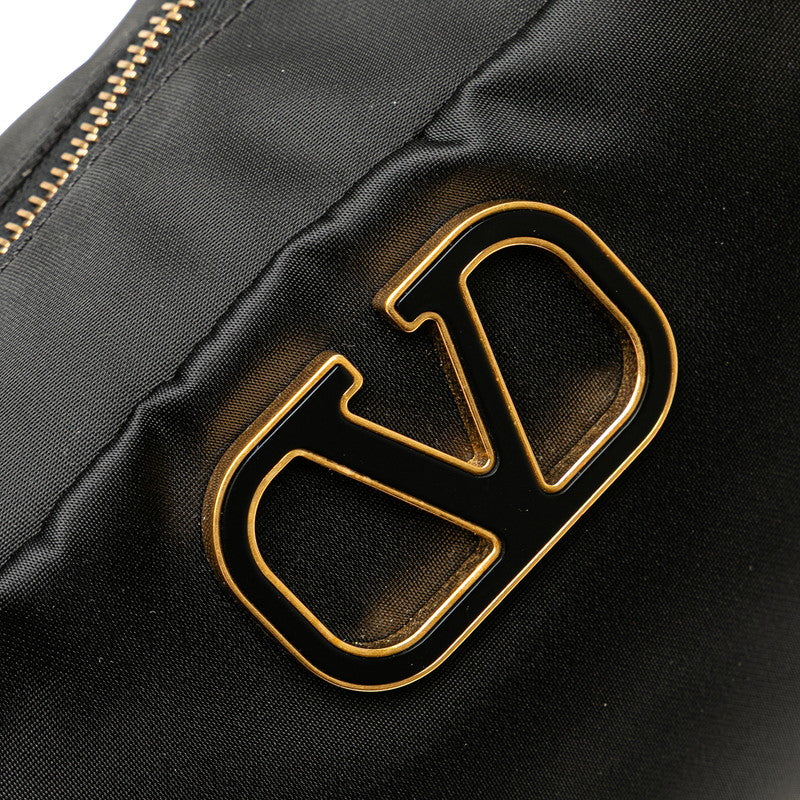 ヴァレンティノ Vロゴ ポーチ ブラック ナイロン レザー レディース VALENTINO 【中古】