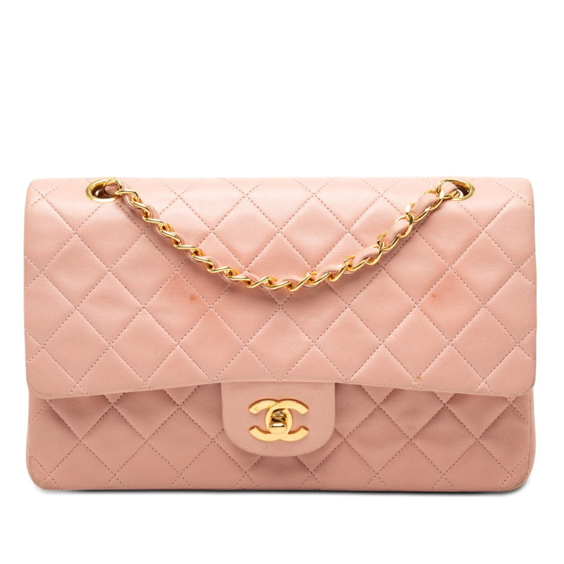 シャネル ココマーク マトラッセ チェーン ショルダーバッグ ピンク ラムスキン レディース CHANEL 【中古】