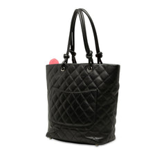 シャネル カンボンライン ココマーク トートバッグ ハンドバッグ ブラック ラムスキン レディース CHANEL 中古