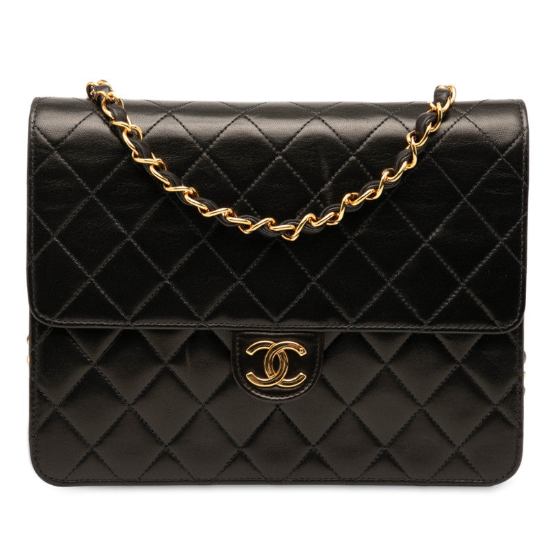 シャネル マトラッセ ココマーク プッシュロック チェーン ショルダーバッグ ブラック ラムスキン レディース CHANEL 【中古】