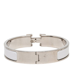 エルメス クリックH PM ブレスレット シルバー ホワイト メタル エナメル レディース HERMES 【中古】