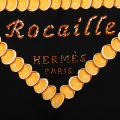 エルメス カレ90 Rocaille 貝殻 スカーフ 大判 ブラック マルチカラー シルク レディース HERMES 中古