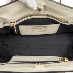 プラダ ショルダー トート ハンドバッグ　2WAY BN2595 ブラック ホワイト キャンバス サフィアーノレザー レディース PRADA 【中古】