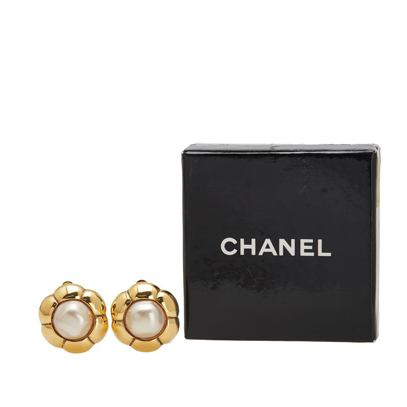 シャネル 花 フラワー モチーフ イヤリング ゴールド メッキ フェイクパール レディース CHANEL 【中古】