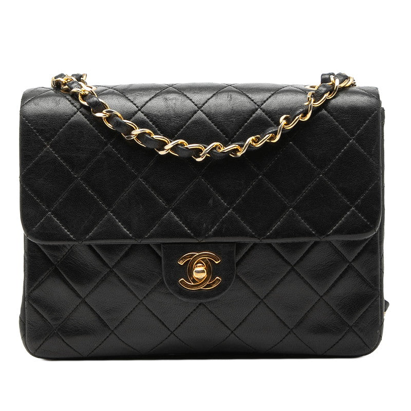 シャネル ミニマトラッセ ココマーク チェーンショルダーバック ブラック ゴールド金具 ラムスキン レディース CHANEL 【中古】