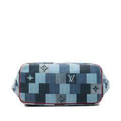 ルイ ヴィトン モノグラム デニム ネヴァーフルMM ショルダーバッグ トートバッグ M44981 ブルー レッド デニム レザー レディース LOUIS VUITTON 【中古】