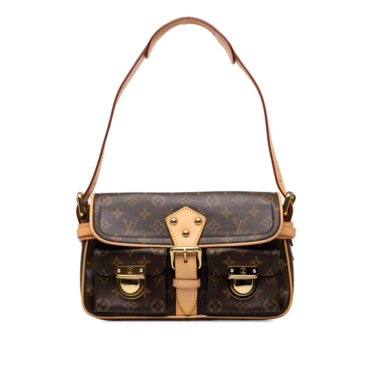 ルイ ヴィトン モノグラム ハドソンPM ショルダーバッグ ハンドバッグ M40027 ブラウン PVC レザー レディース LOUIS VUITTON 中古