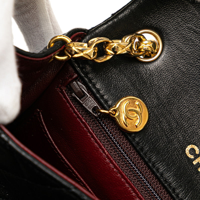シャネル ミニマトラッセ ココマーク チェーン ショルダーバッグ ブラック ラムスキン レディース CHANEL 【中古】