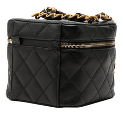 シャネル ココマーク マトラッセ スモール チェーン バニティバッグ ショルダー ブラック ラムスキン レディース CHANEL 【中古】