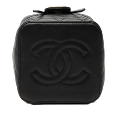 シャネル ココマーク マトラッセ スモール チェーン バニティバッグ ショルダー ブラック ラムスキン レディース CHANEL 【中古】