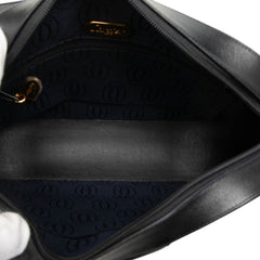 カルティエ サファイアライン 斜め掛け ショルダーバッグ ブラック レザー レディース CARTIER 中古