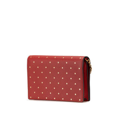 ディオール スター 星 チェーンウォレット ショルダーバッグ レッド ゴールド レザー レディース Dior 【中古】