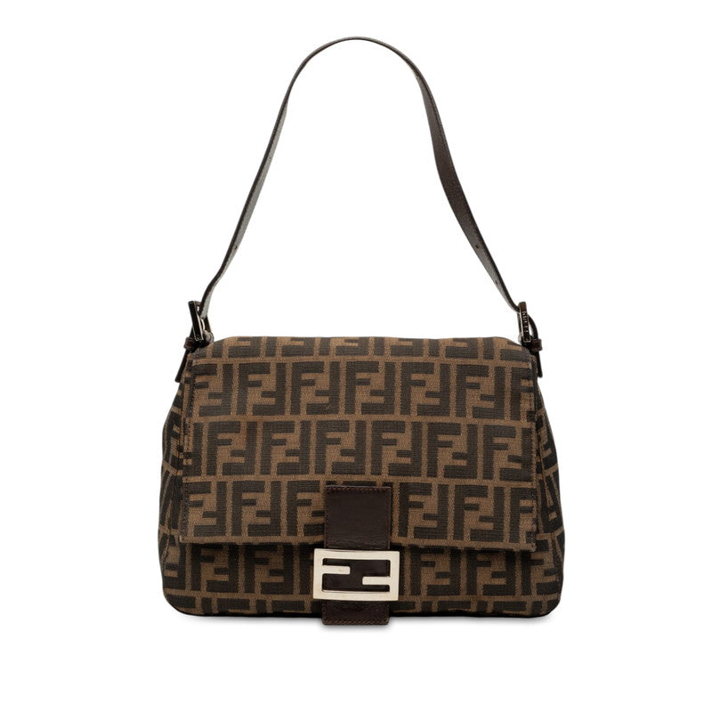 フェンディ ズッカ ワンショルダーバッグ 26325 ブラウン キャンバス レザー レディース FENDI 中古