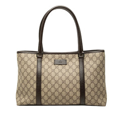 グッチ GGスプリーム トートバッグ ショルダーバッグ 114595 ベージュ ブラウン PVC レザー レディース GUCCI 中古