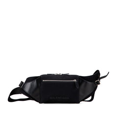 バレンシアガ ロゴ ウエストバッグ ボディバッグ 433625 ブラック キャンバス レザー メンズ BALENCIAGA 【中古】