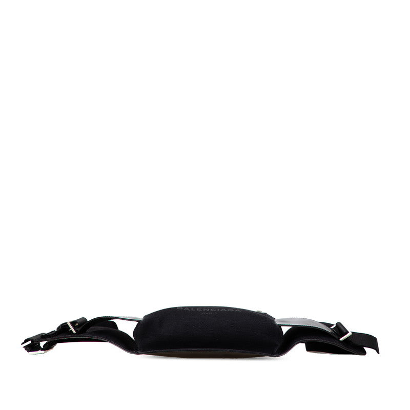 バレンシアガ ロゴ ウエストバッグ ボディバッグ 433625 ブラック キャンバス レザー メンズ BALENCIAGA 【中古】