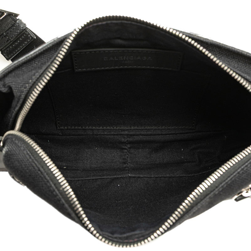 バレンシアガ ロゴ ウエストバッグ ボディバッグ 433625 ブラック キャンバス レザー メンズ BALENCIAGA 【中古】
