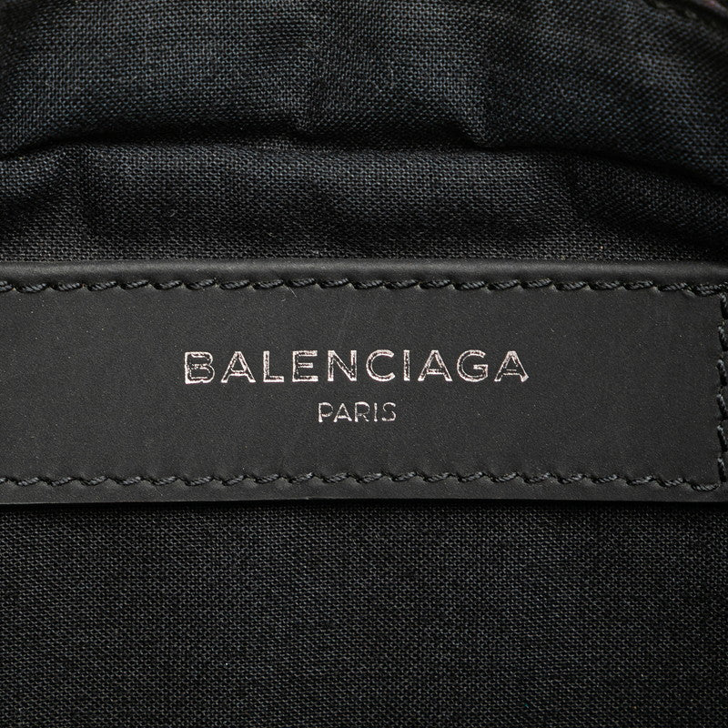 バレンシアガ ロゴ ウエストバッグ ボディバッグ 433625 ブラック キャンバス レザー メンズ BALENCIAGA 【中古】