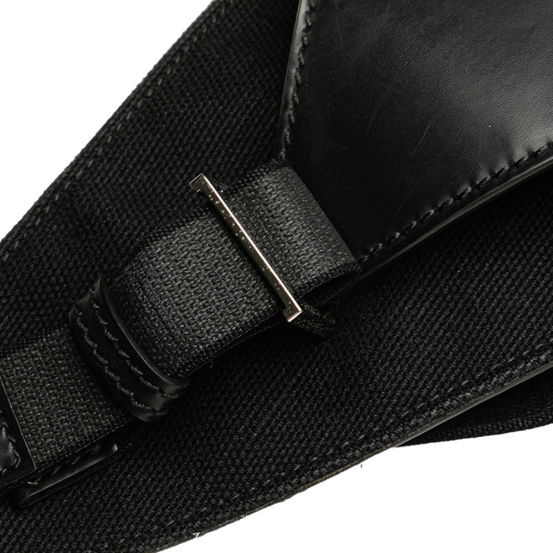 バレンシアガ ロゴ ウエストバッグ ボディバッグ 433625 ブラック キャンバス レザー メンズ BALENCIAGA 【中古】
