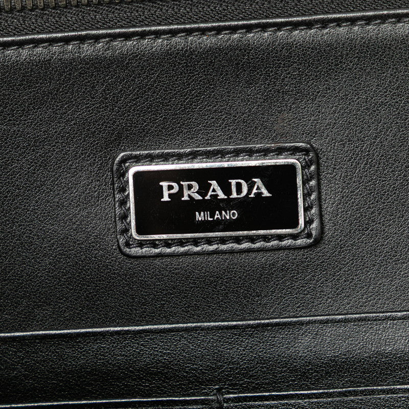 プラダ 三角ロゴプレート クラッチバッグ ブラック サフィアーノレザー レディース PRADA 【中古】