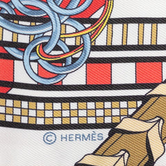 エルメス ツイリー Brides et Gris Gris 馬勒とチャーム スカーフ ホワイト マルチカラー シルク レディース HERMES 【中古】